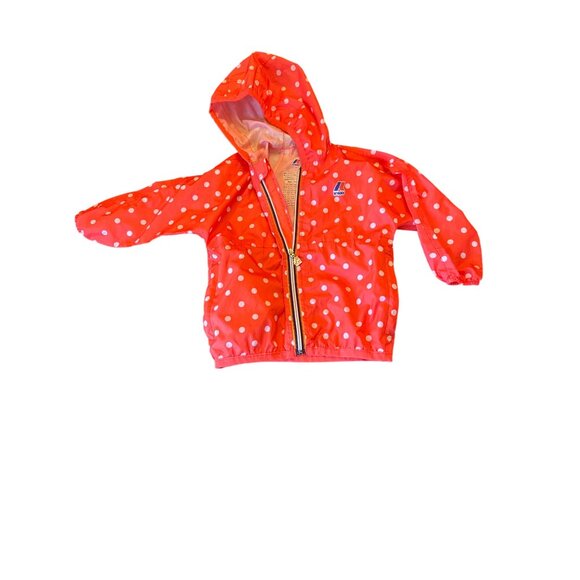 K-Way Crewcuts Toddler Polka Dot Hooded Rain Jacket 24M Red/White Lightweight - Picture 1 of 4
